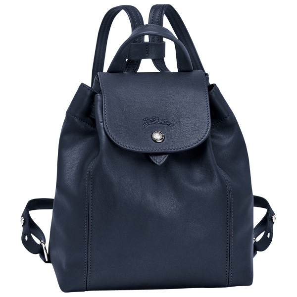 NWT Longchamp leather Lambskin Le Pliage Cuir Backpack XS In Blue Msrp $495