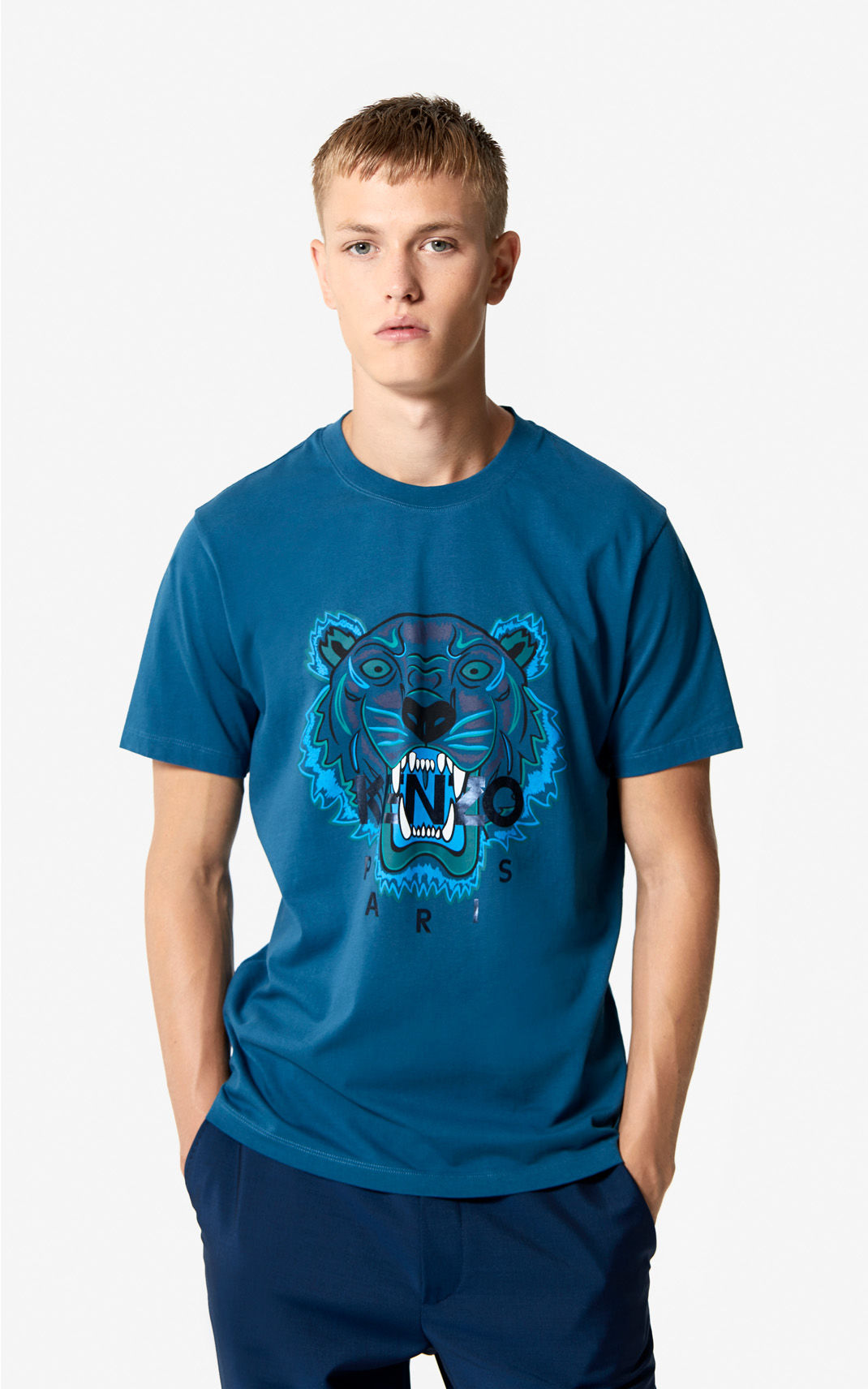 kenzo tiger t shirt blue