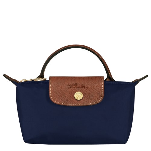 LONGCHAMP Le Pliage Green Pouch with Handle (Navy)